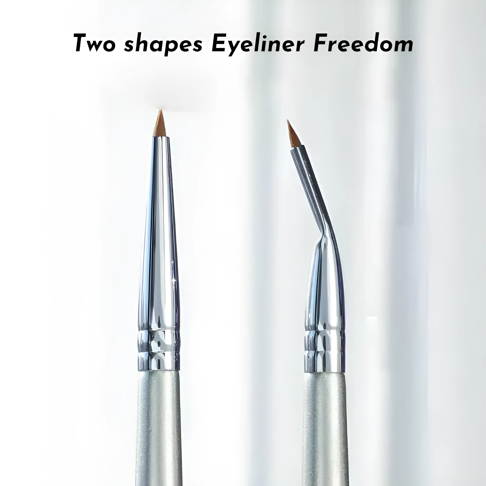 Fine bend head makeup brush for detailed eyeliner and under eye concealer application.