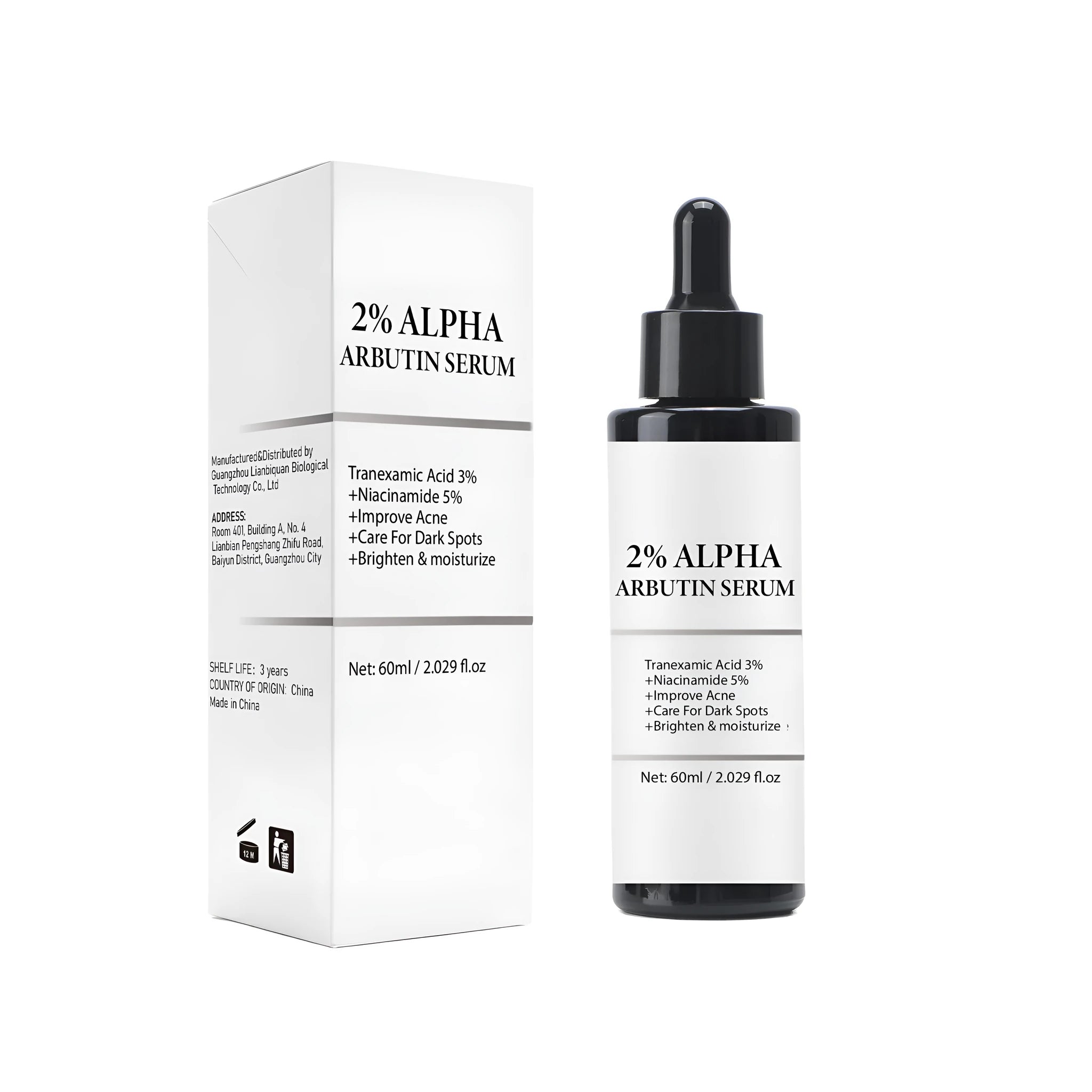 Alpha-Arbutin Care Solution Facial 60ml bottle with square design