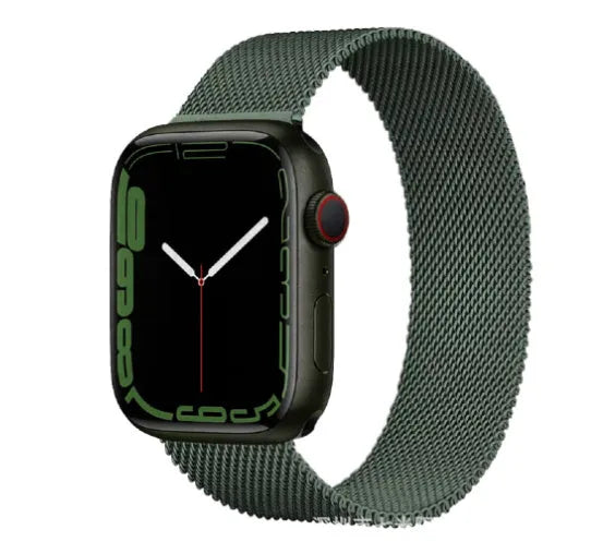 Apple Watch stainless steel mesh strap with magnetic clasp in silver, black, gold and rose gold