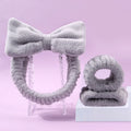 Facial brush set with coral fleece hair band, nylon bristle brush and plastic toothbrush in multiple colour options