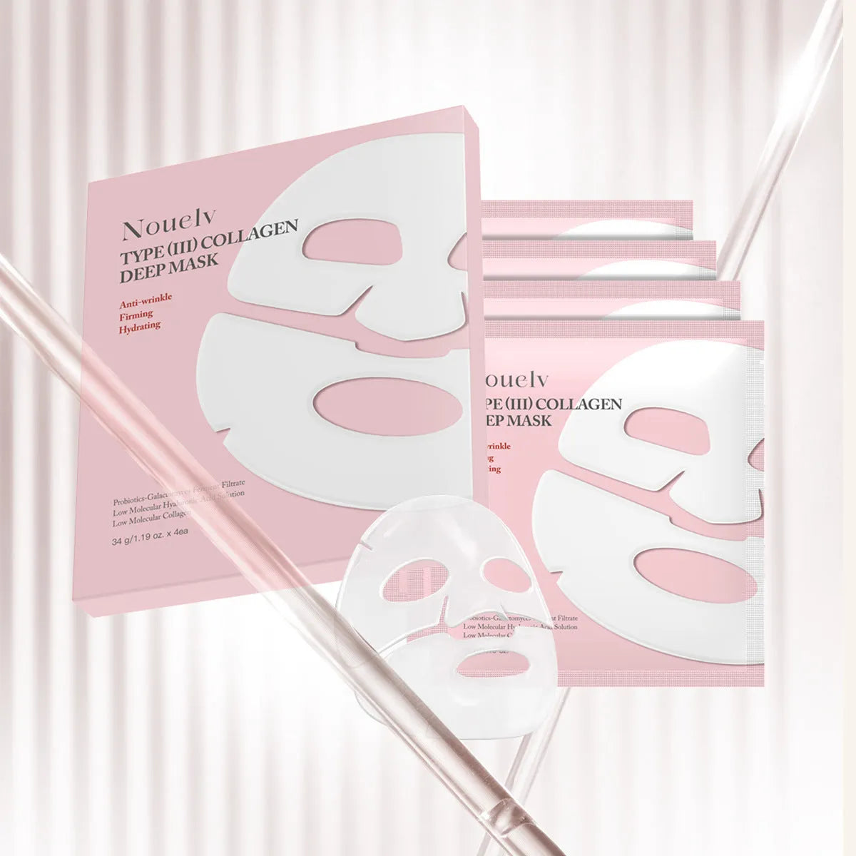 Collagen Layered Patch Mask box containing four facial sheet masks for various skin types