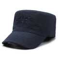 Men's adjustable cotton flat-top peaked cap in army green colour