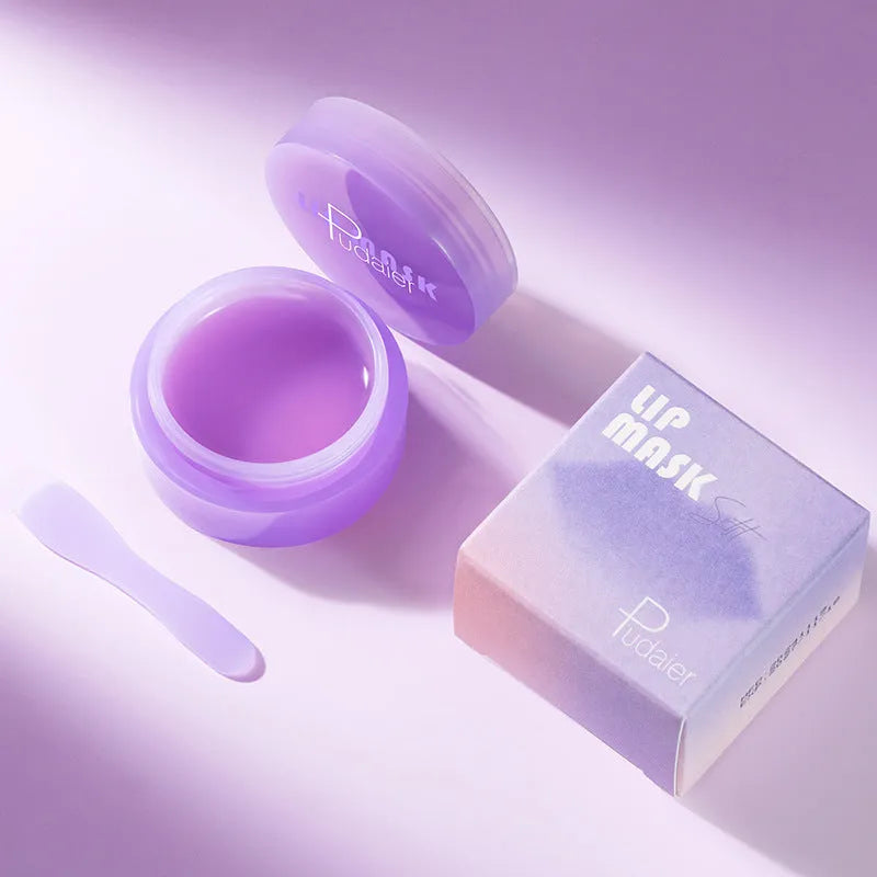 Exfoliating lip balm mask with scraper tool for dry lip treatment