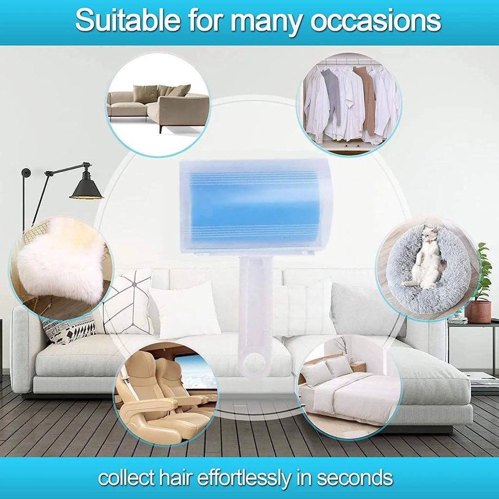 Washable reusable lint roller with protective cover in blue, green, pink, or yellow colours