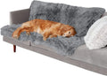 Plush waterproof dog cushion in dark grey, shown in a large size for pet bedding.