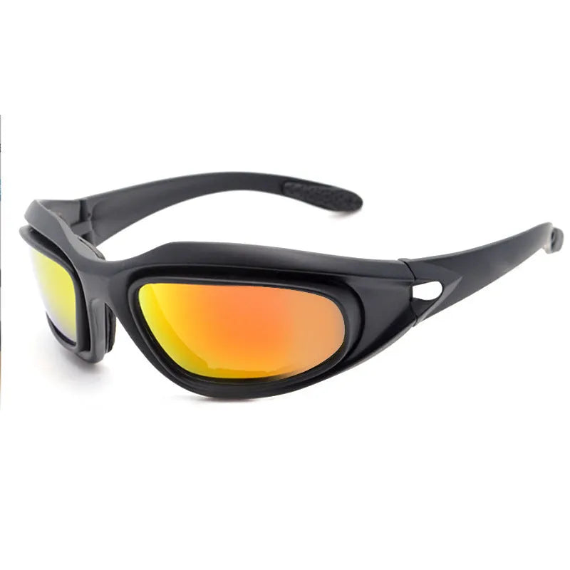 Tactical polarized sunglasses with full-rim PC sports frame for outdoor cycling and dust protection