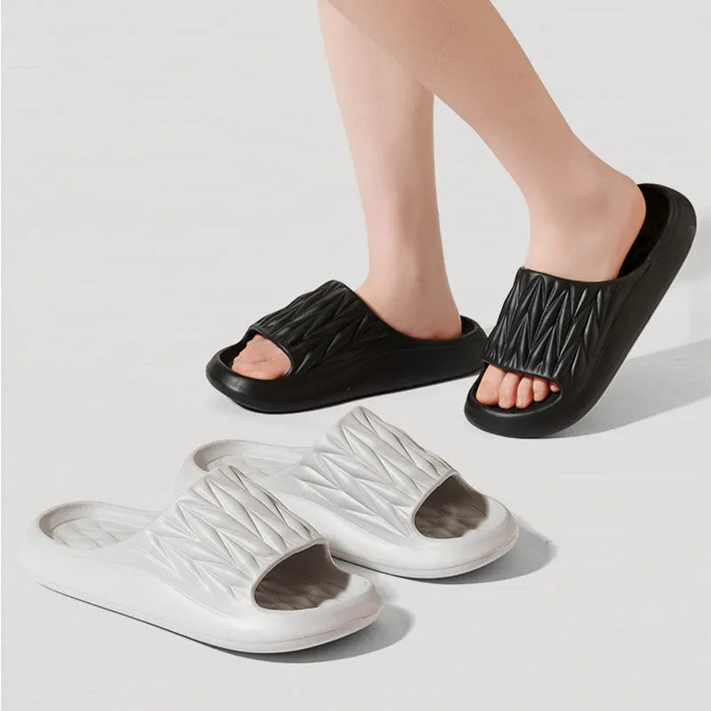 Leaf texture EVA household slippers in multiple colours with non-slip soles