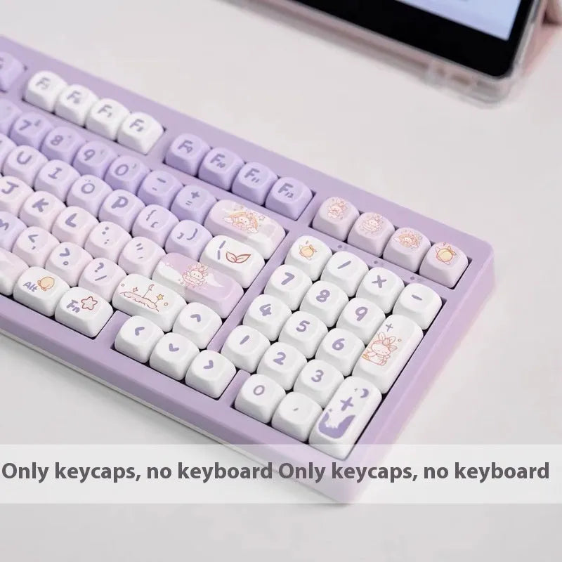 PBT gradient purple rabbit keycaps for mechanical keyboards with sublimation printing
