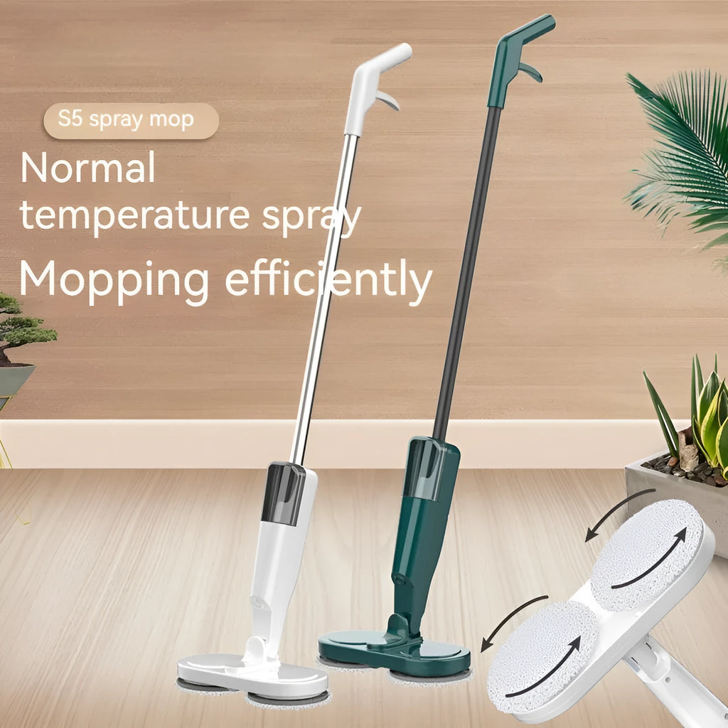 S5 Green and S5 White wireless sweeping and mopping all-in-one machine with USB charging cable.