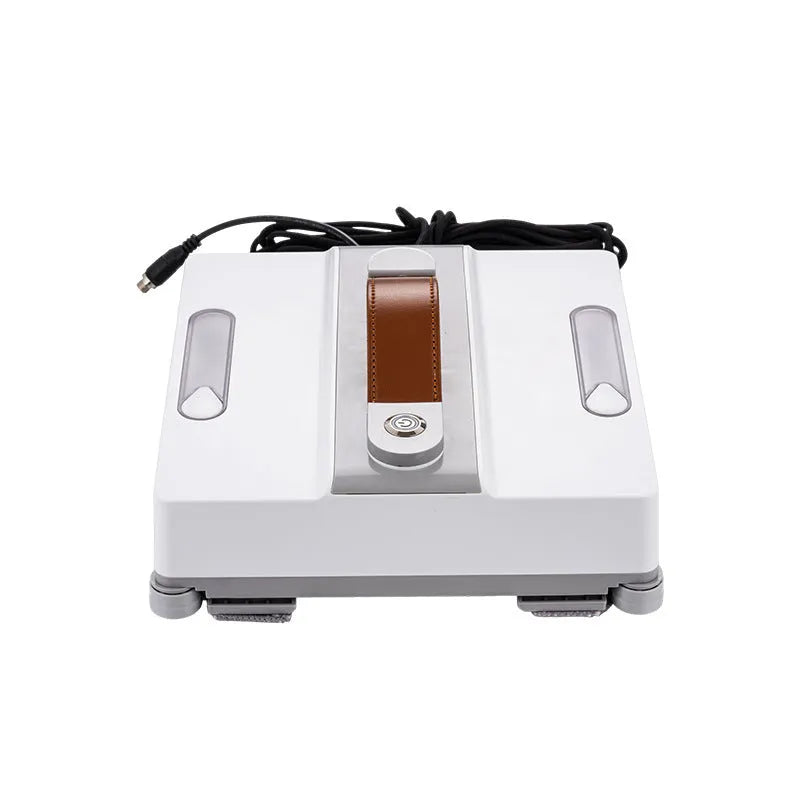 White intelligent window cleaning robot with water spray system for high-rise automated maintenance