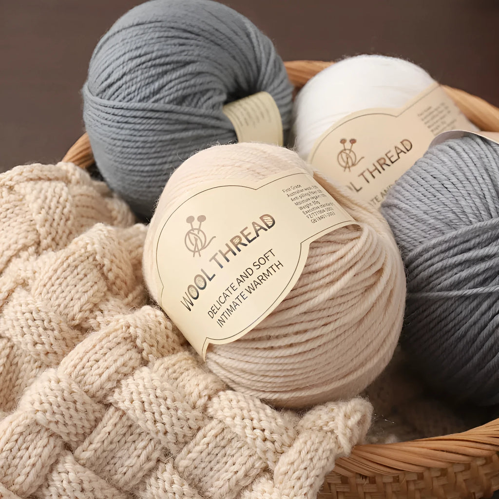 Hand-woven wool knitting thread roll for baby garments in multiple colour options