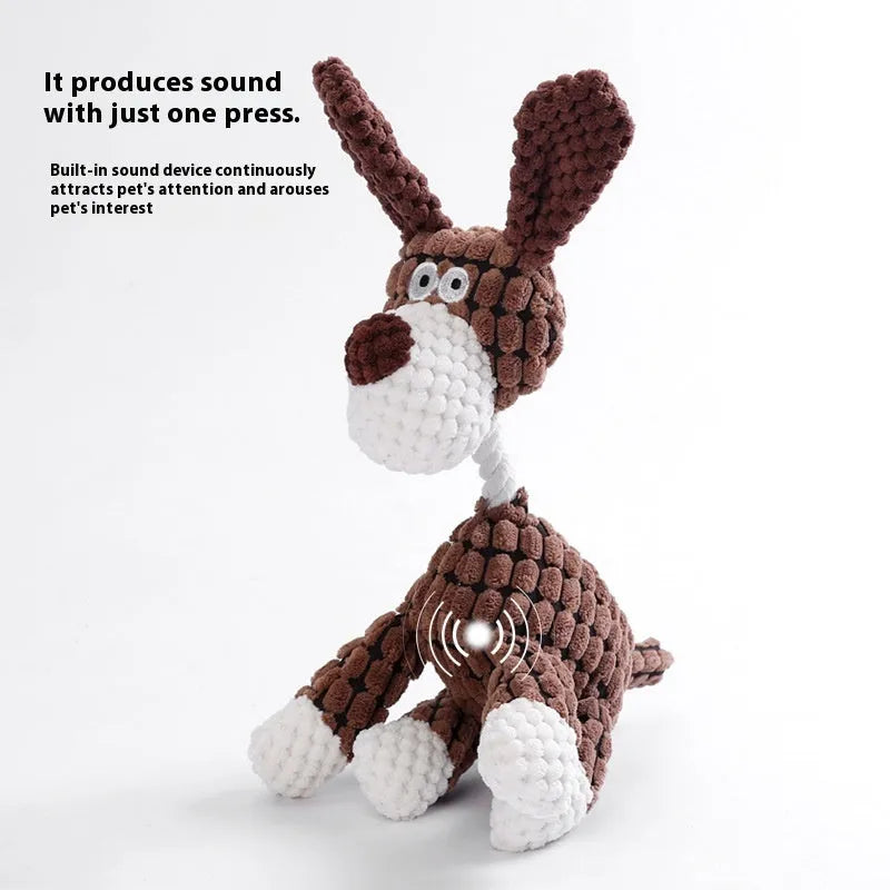 Bite-resistant plush puppy toys including rechargeable ducks, donkey styles, and companion animal designs