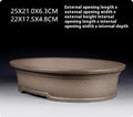 Handmade antique oval purple sand bonsai pot for succulents, dimensions 25x21x6.3 cm.