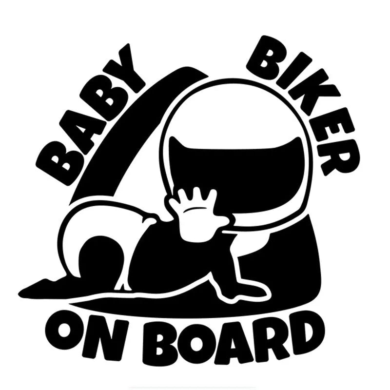 Reflective BABY ON BOARD car sticker in black or white, 14.5 cm by 15 cm
