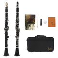 Black bakelite clarinet with nickel plated 17 key mechanism and carry bag