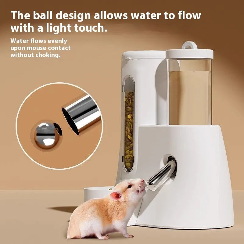 Hamster automatic drinking water feeder and food basin in white, blue or pink colour options