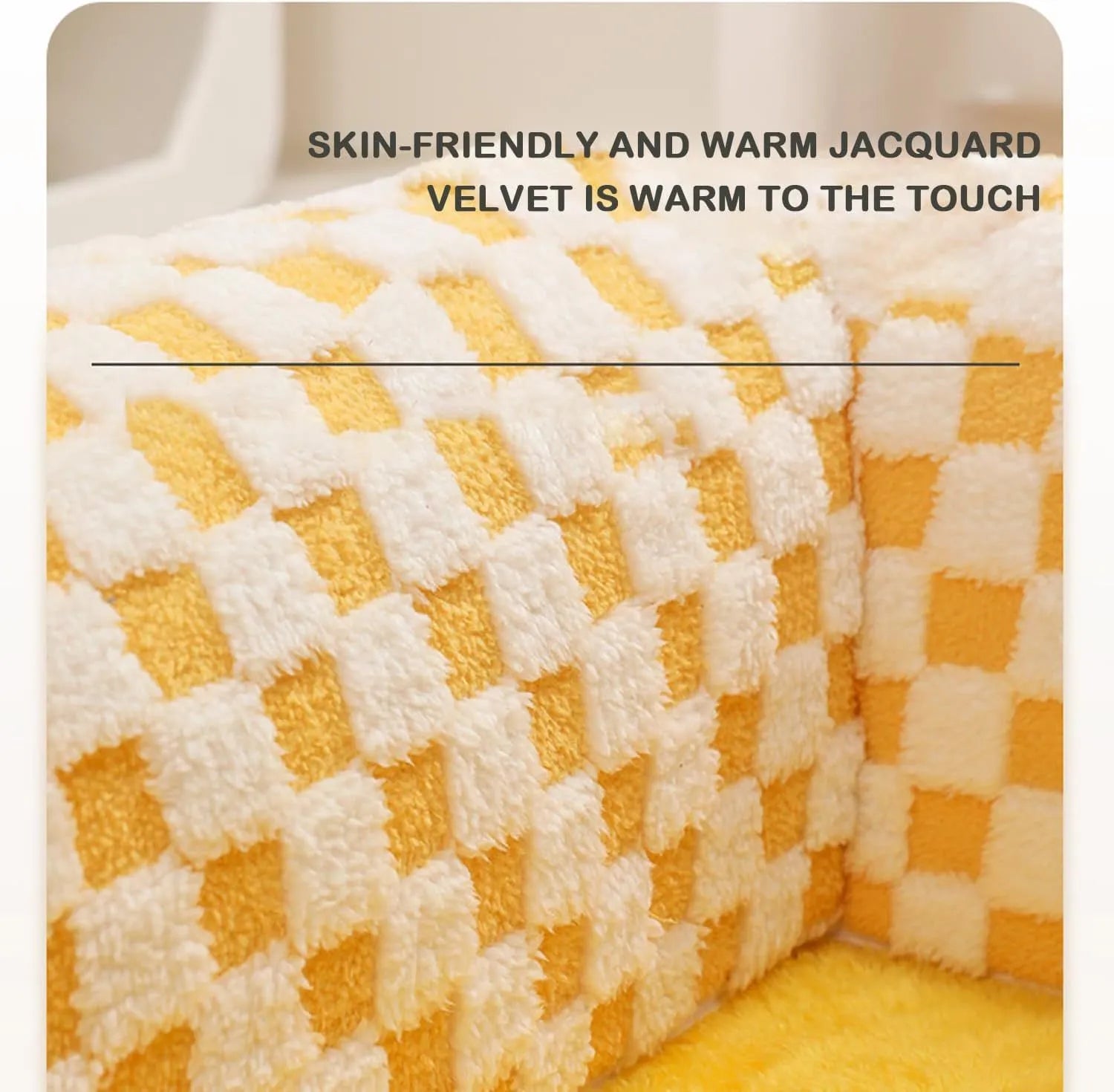 Fan-shaped plaid pet bed with attached tunnel for dogs and cats, coffee colour option