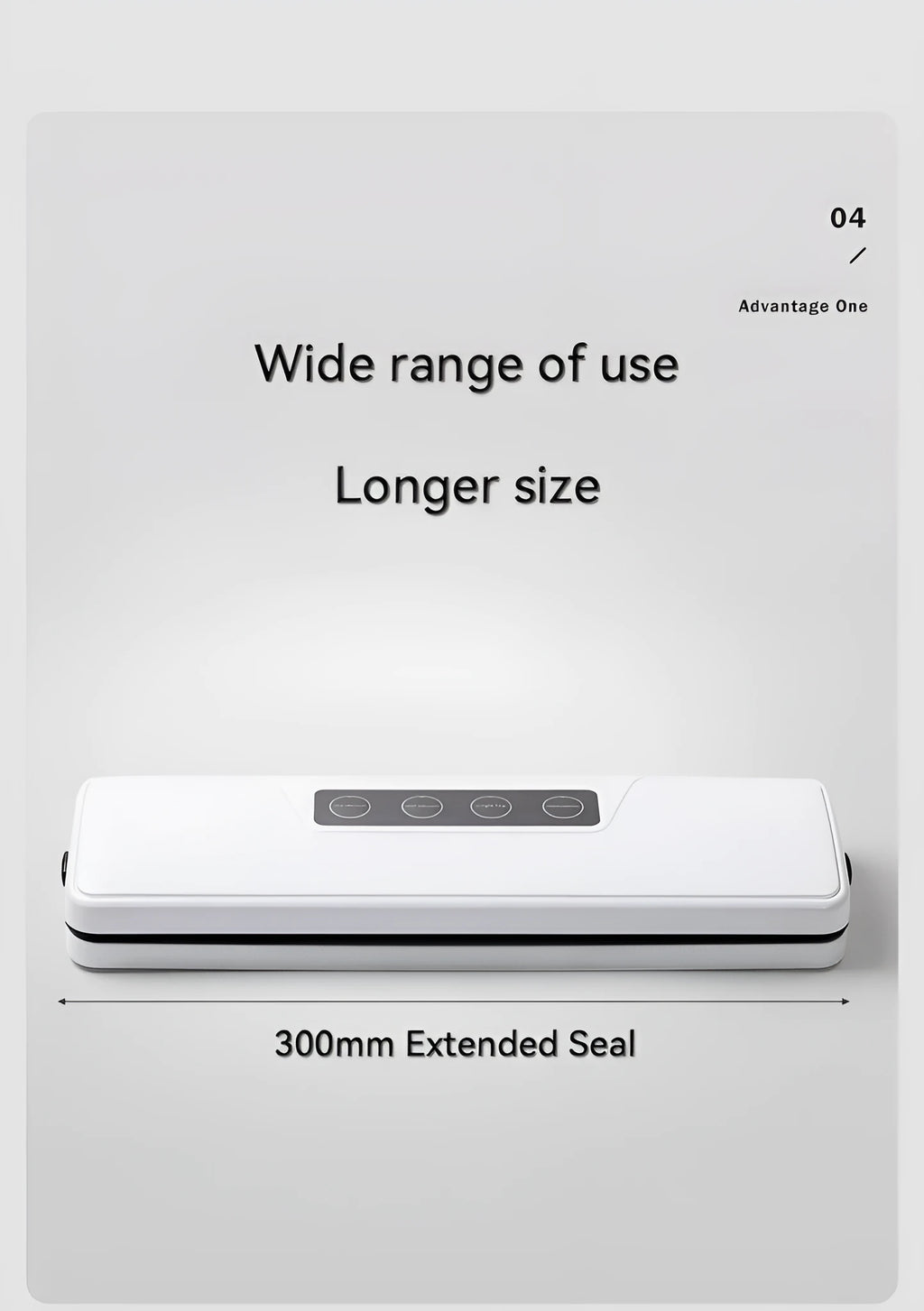 White compact automatic vacuum sealer machine for household food preservation on a kitchen counter.
