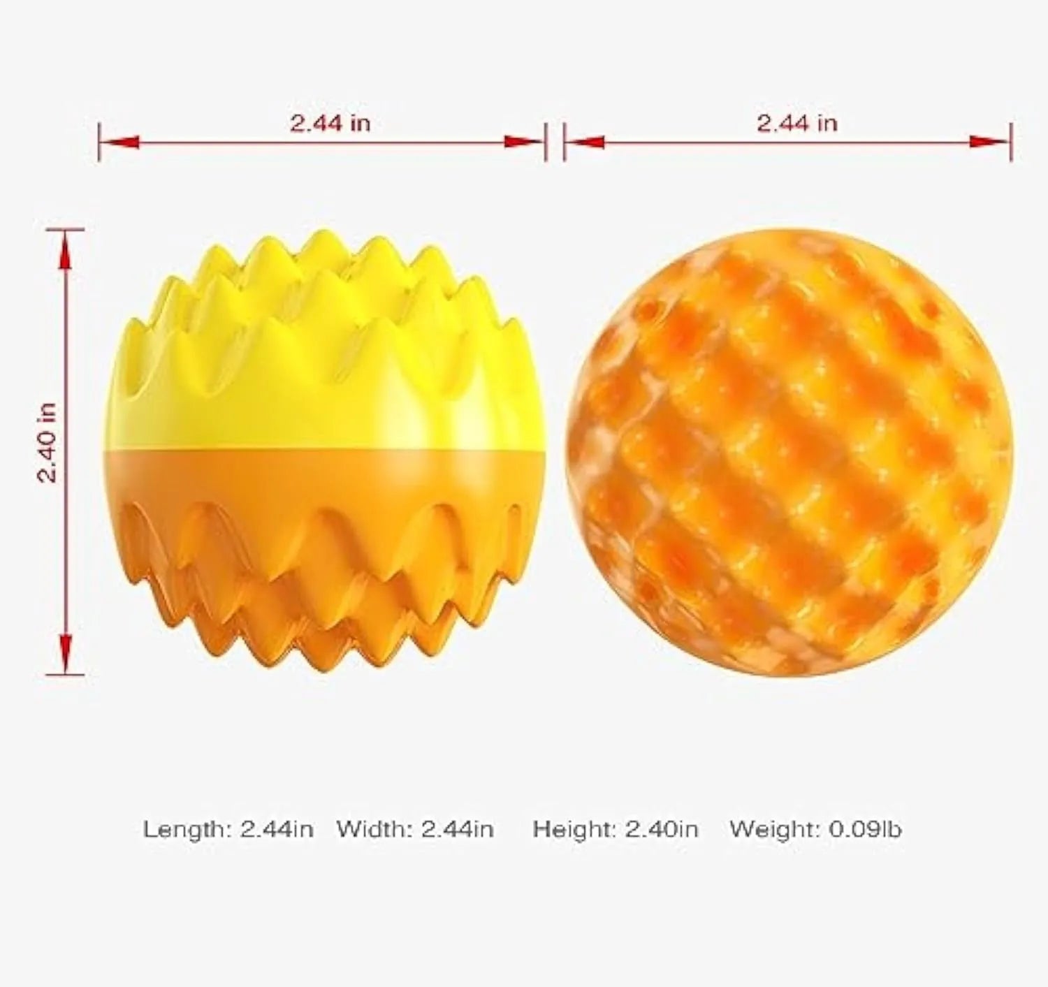 Blue and orange squeaky dog ball toy with dental cleaning spiky bumps for aggressive chewers
