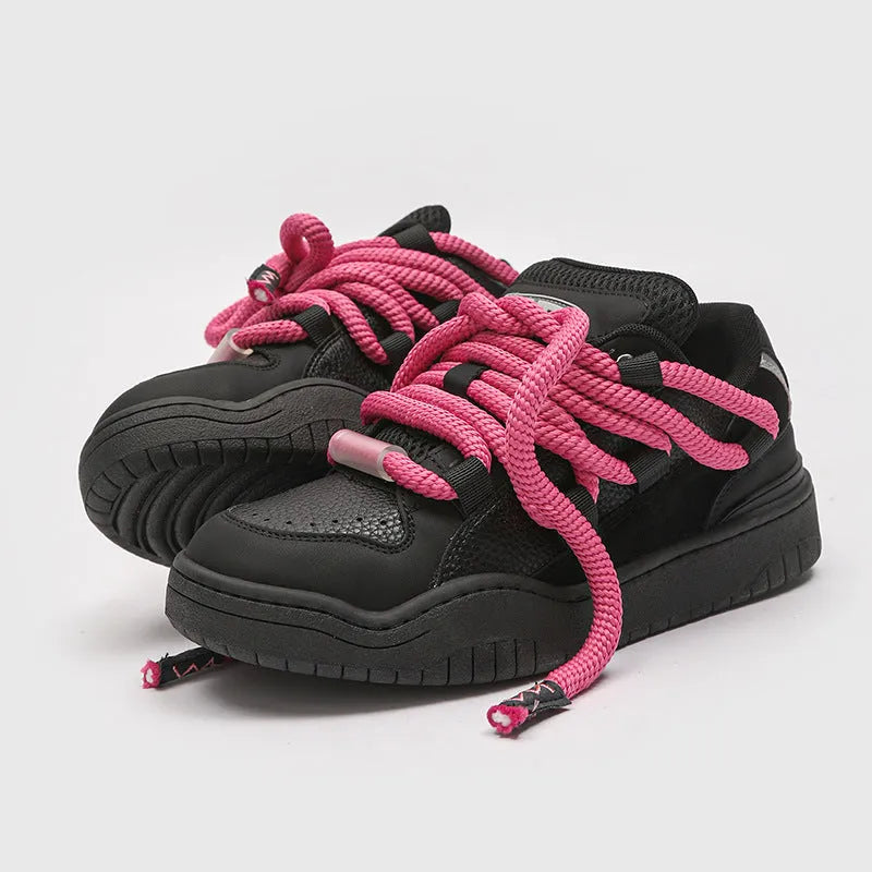 Unisex low-top casual shoes with thick rubber sole and lace-up front, shown in a choice of colours