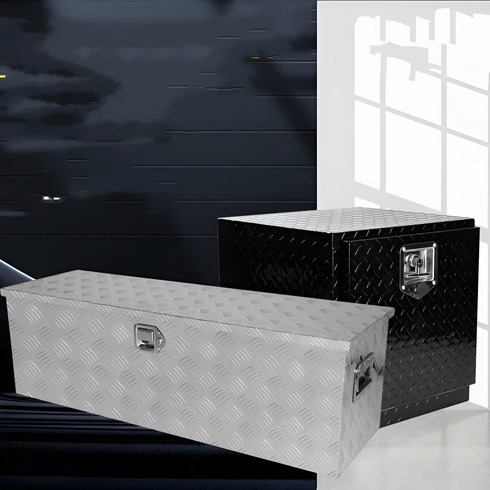 26-inch black aluminium alloy professional toolbox with T-casting design