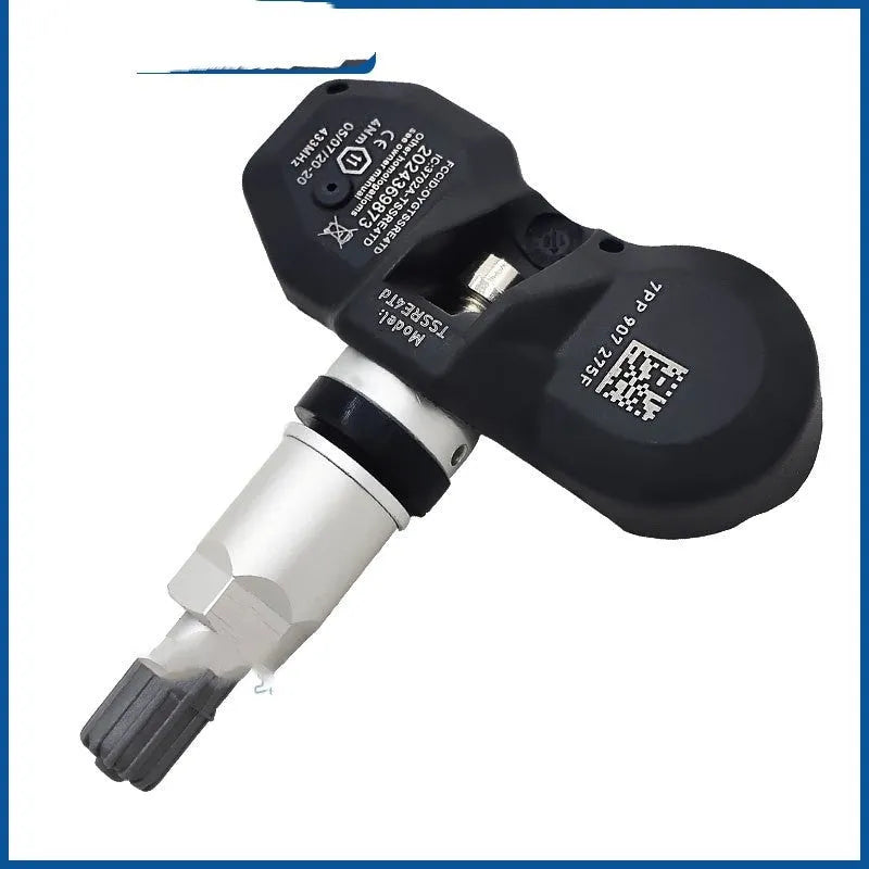 Black tyre pressure monitor sensor unit for Audi vehicles with wireless monitoring capability
