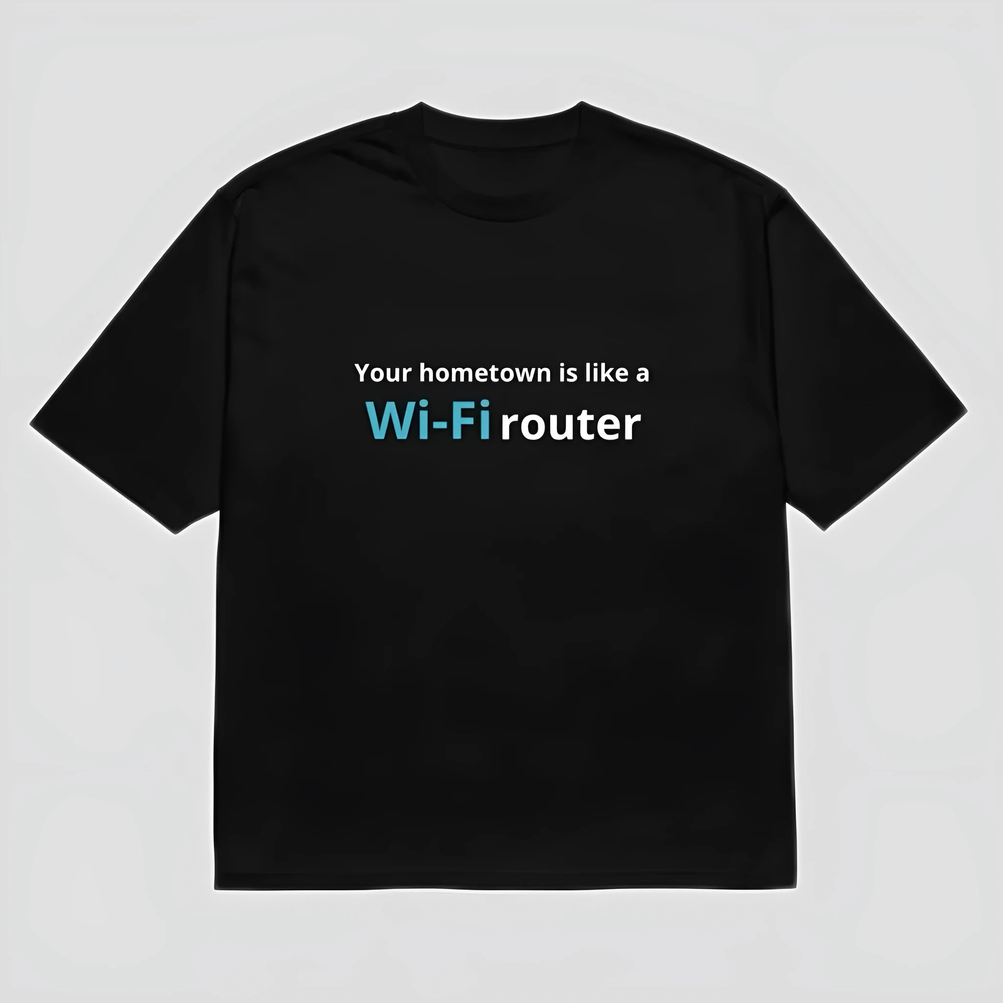 Black men's loose fit T-shirt with a cartoon print on the front, featuring short sleeves and a round neck.