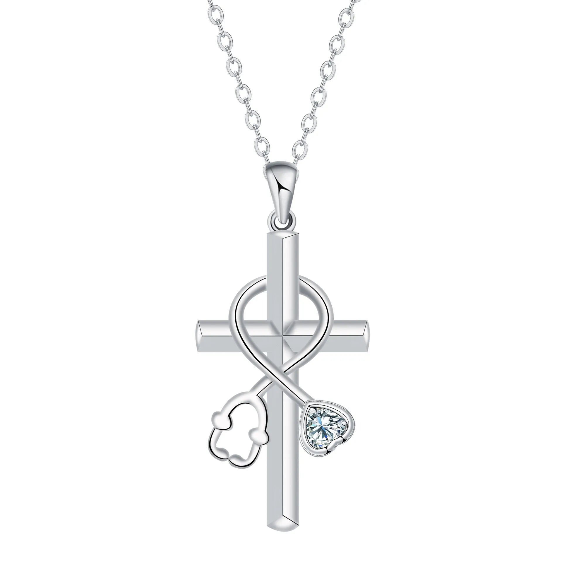 Original design cross stethoscope necklace with copper pendant and electroplated finish
