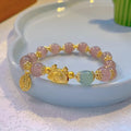 Ice crack glazed glass bead bracelet with zodiac animal charms and electroplated components