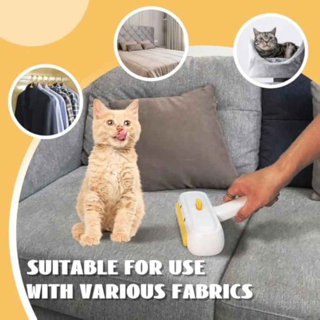 Portable pet hair remover with yellow duck design and reusable brush roller for furniture car seats clothing