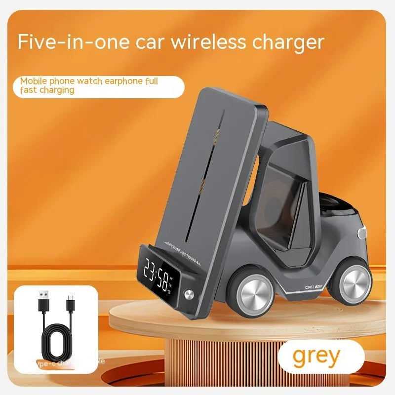 15W wireless fast charging stand bracket for phones in grey, orange, white, and yellow colour options.