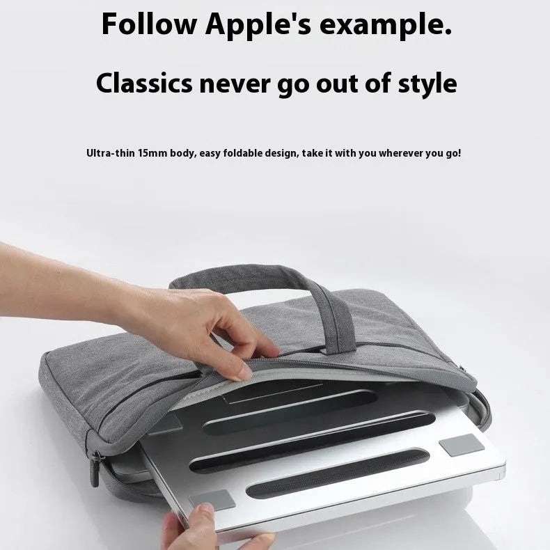 Aluminium alloy folding laptop cooling rack stand shown on a desk