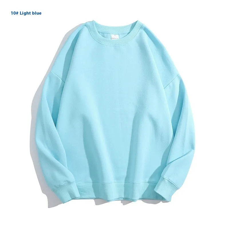 Cotton off shoulder sweater round neck loose fitting pullover in solid colour
