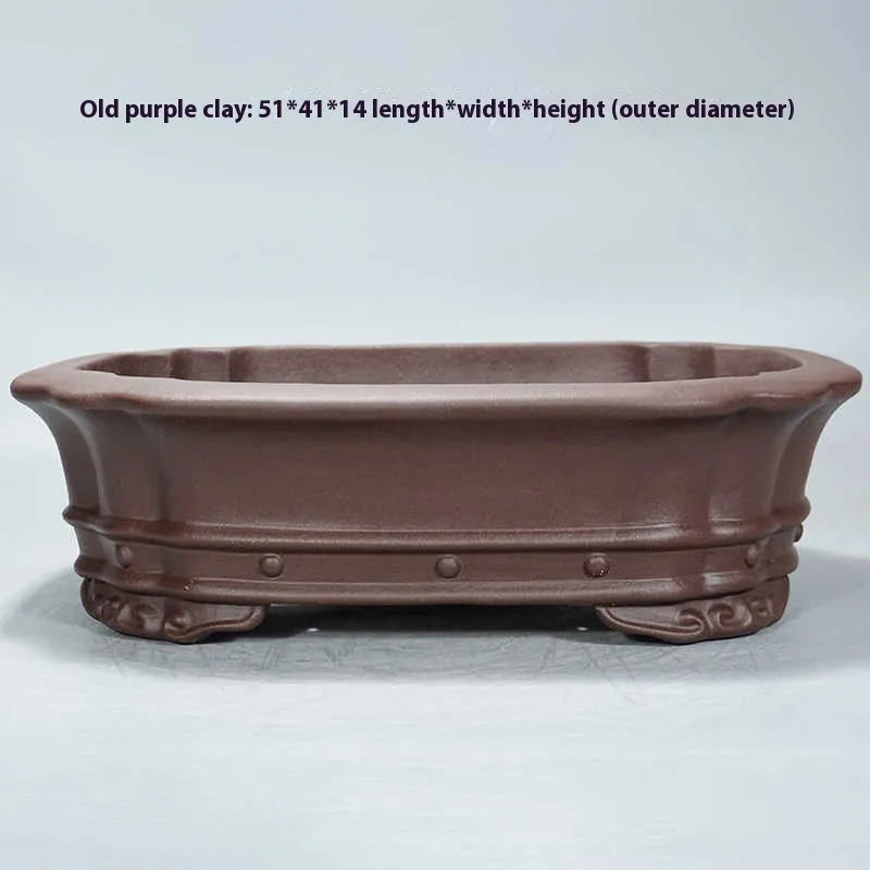 Purple sand rectangular begonia flower pot with antique handmade finish