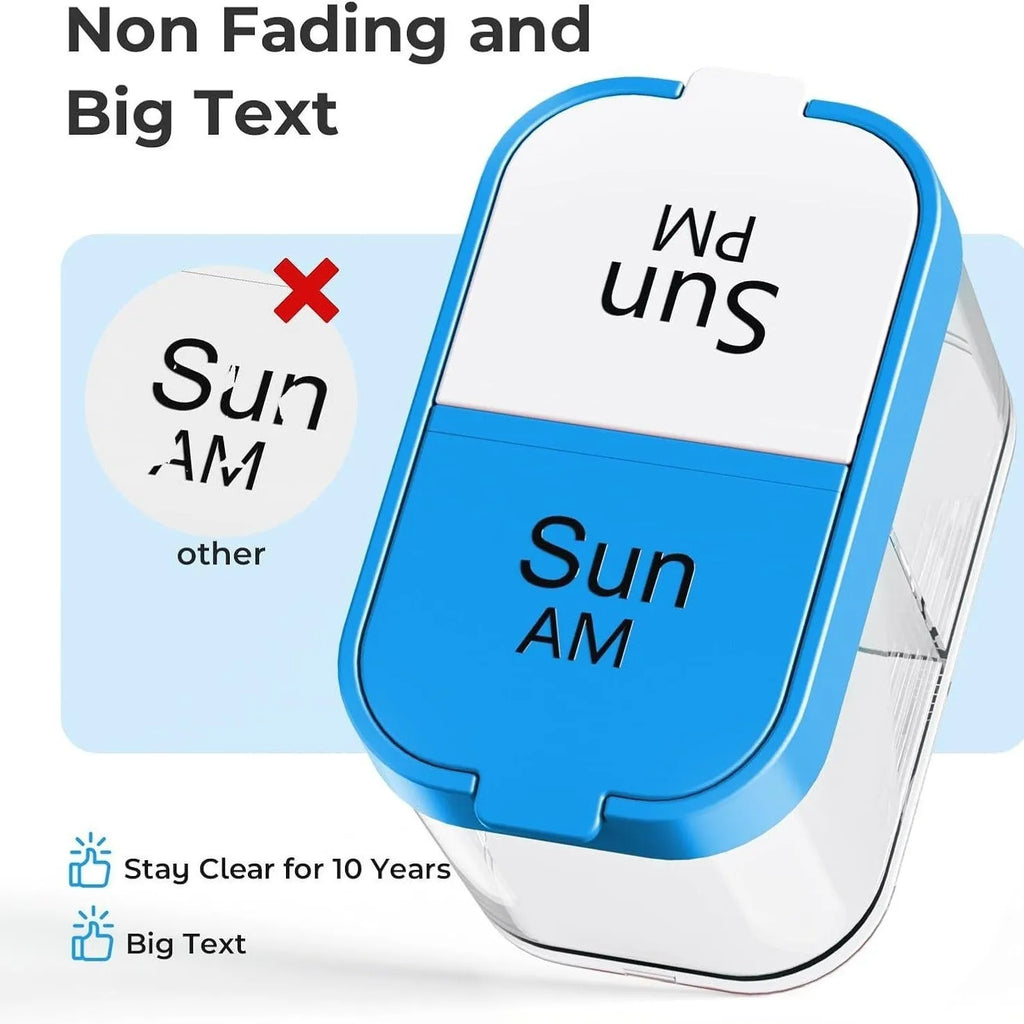 Amazon portable pill dispenser with 14 removable compartments in rainbow colour option