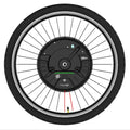 Imotor 3.0 black electric bicycle conversion wheel with integrated hub motor for mountain bikes.