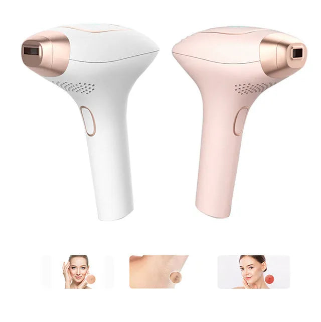 Pink and white three-in-one laser hair removal device with ice-sensing technology