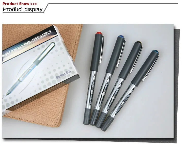 12-pack of 0.5mm fine point signature pens with quick-drying water-based ink in black, blue, ink blue, and red colours