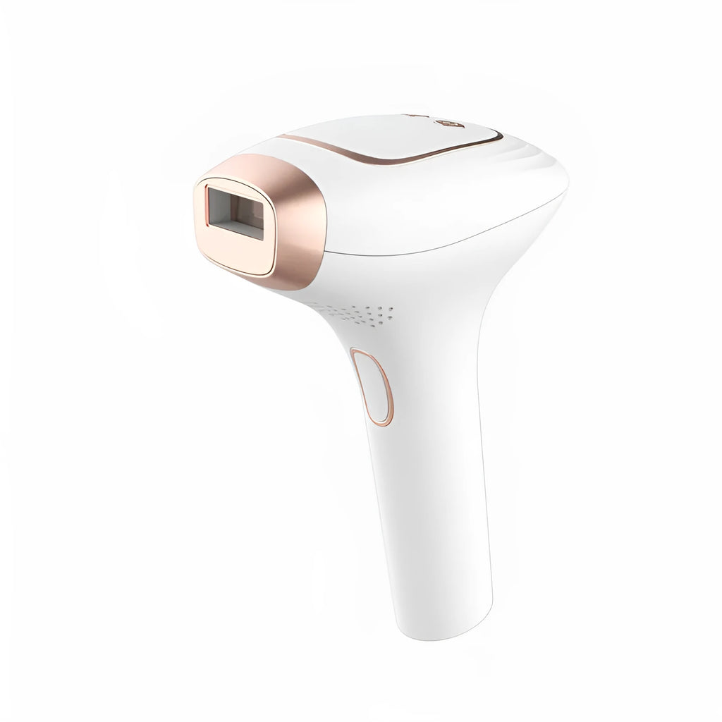 Pink and white three-in-one laser hair removal device with ice-sensing technology