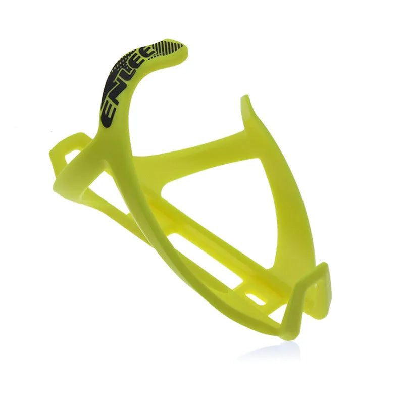 TPR plastic mountain bike water bottle cage in fluorescent yellow with PVC mounting fixtures