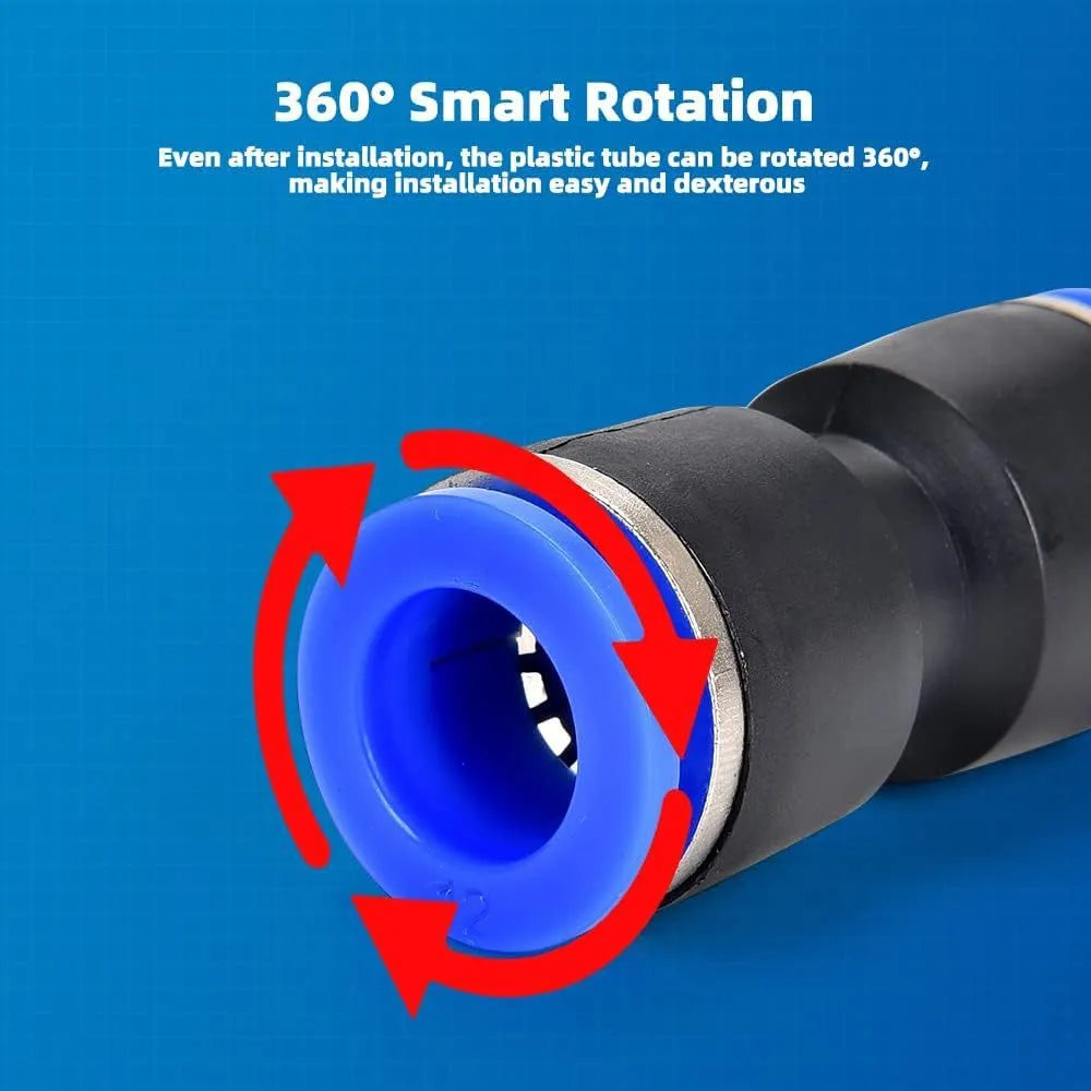 60-piece quick pneumatic push-in connector set with R1/4 and R1/2 alloy plastic fittings