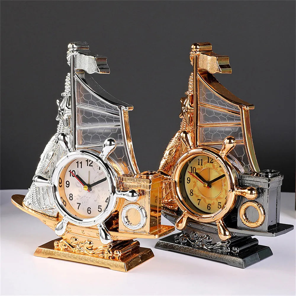 Fashion bedroom alarm clock with gold or silver metallic finish creative home decor