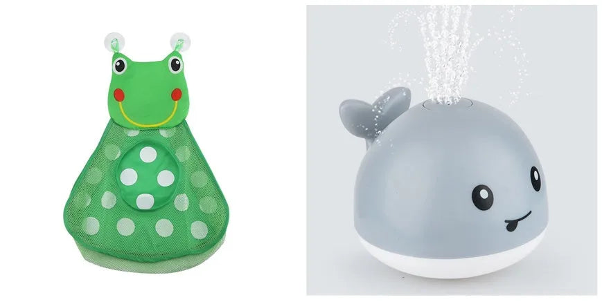 Automatic electric whale bath toy spraying water with flashing coloured lights