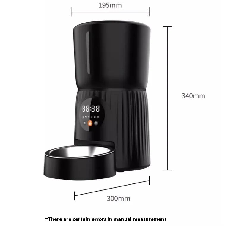 Intelligent automatic pet feeder with smartphone app remote control in black or white