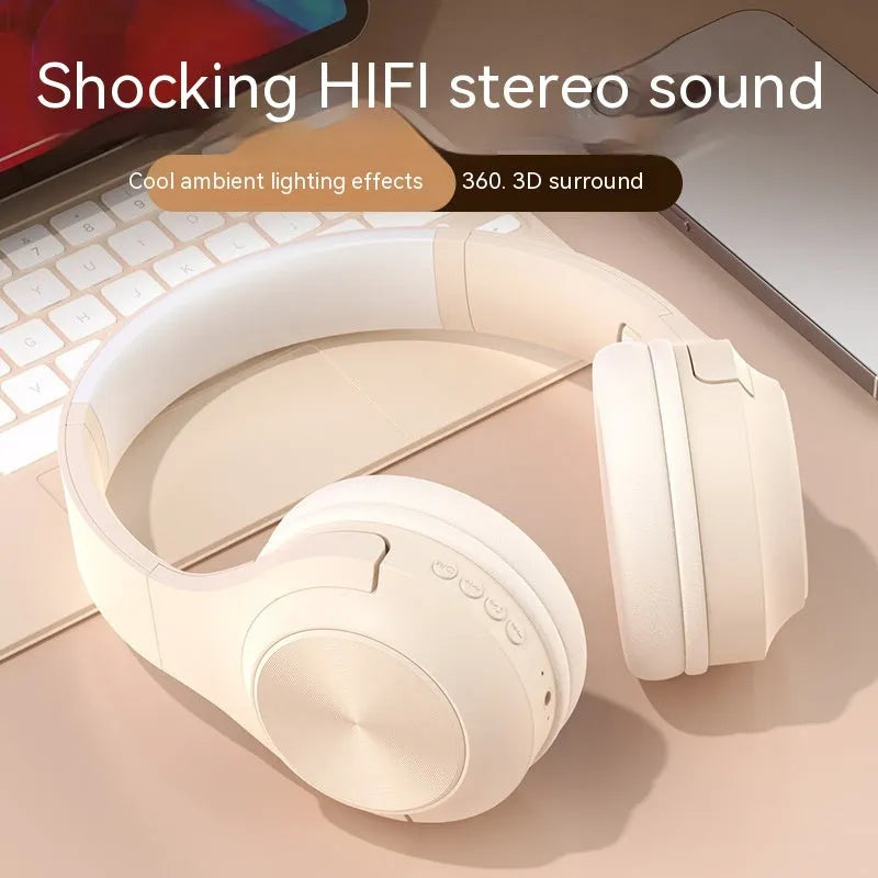 Wireless Bluetooth headset in chalk black colour with creative design and head-mounted wearing method