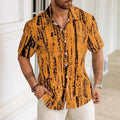 Men's casual shirt with 3D printed stripes in lightweight anti-wrinkle polyester fabric