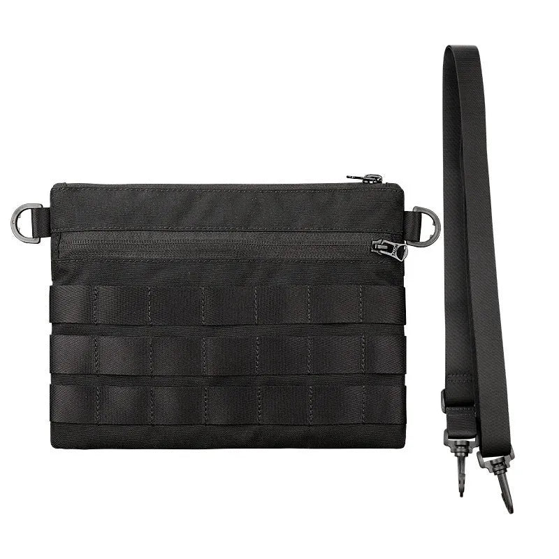 Black Oxford cloth portable outdoor kit measuring 18 by 3.5 centimetres for military enthusiasts
