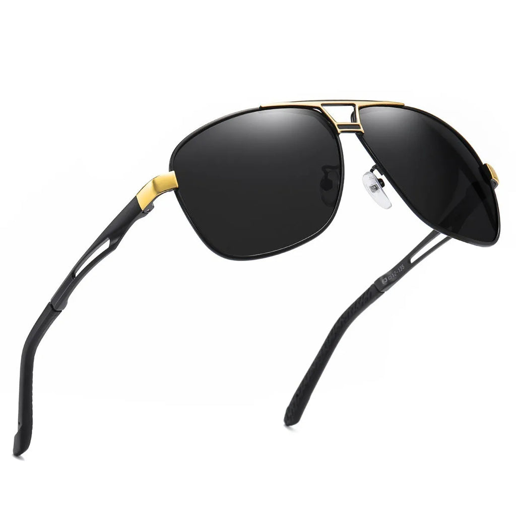 Men's orange red aviator sunglasses with metal frame and polarised HD lenses