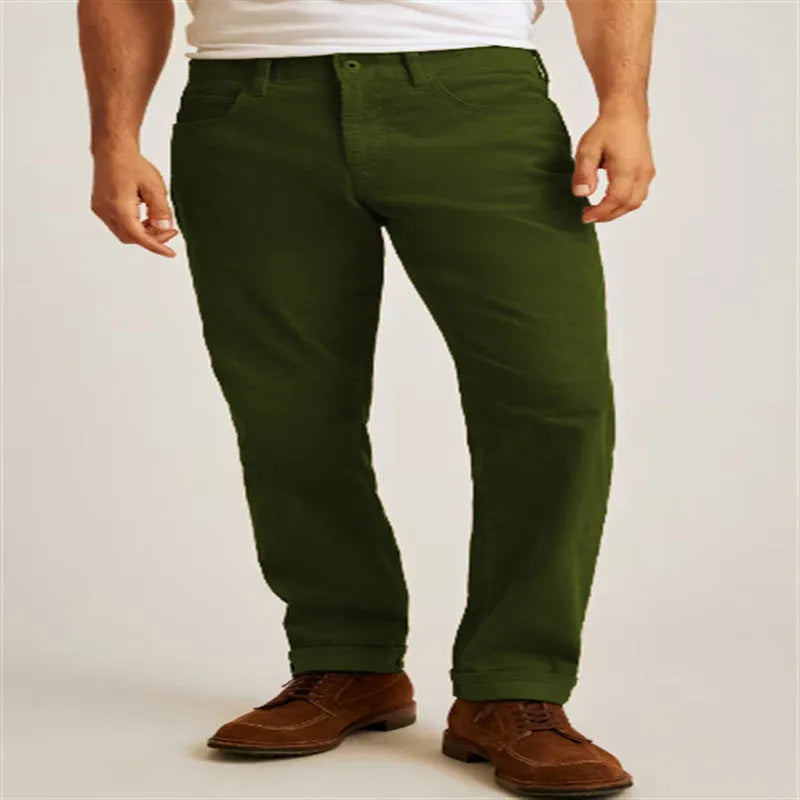 Corduroy straight leg trousers in loose casual fit available in four colours