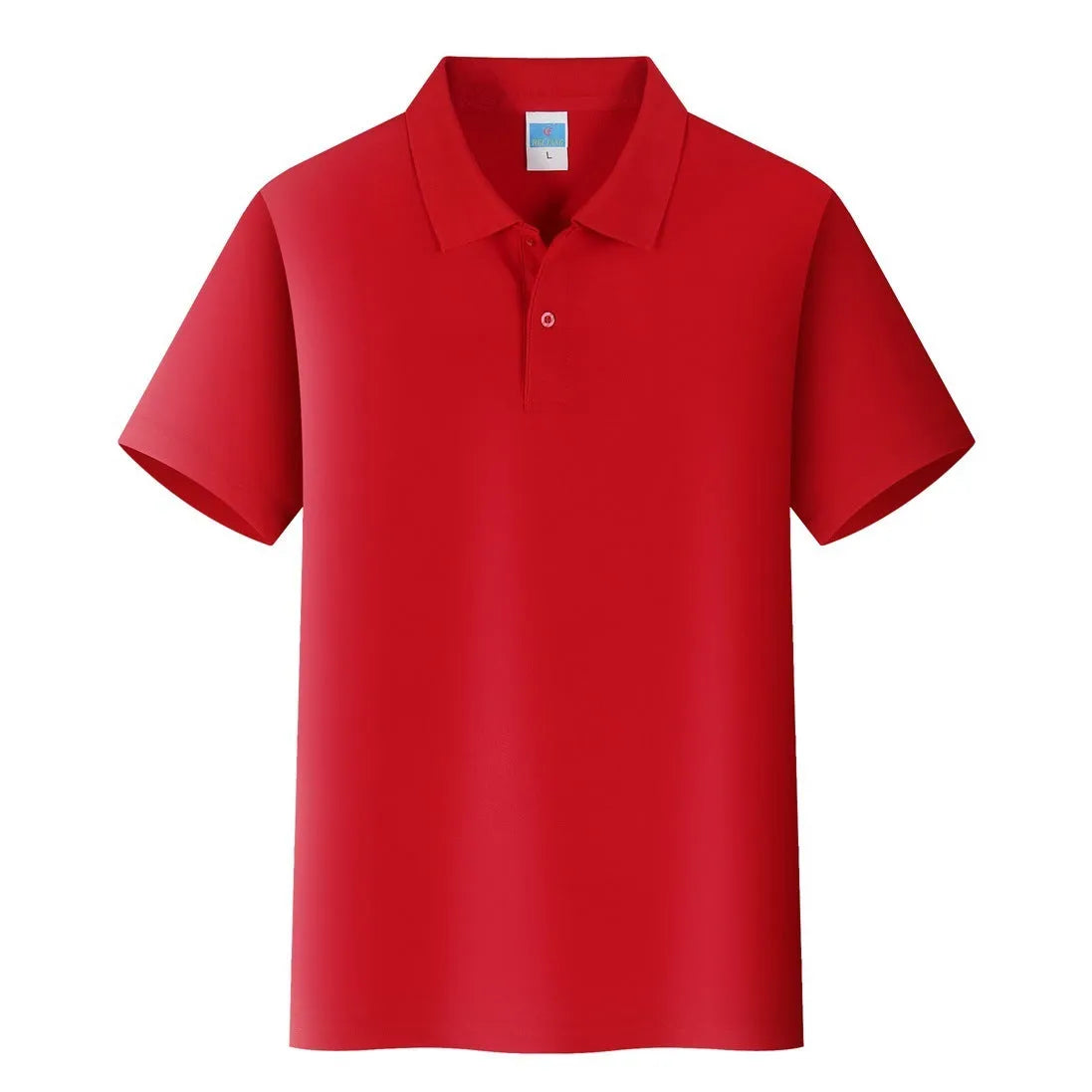 Short-sleeved straight-fit cotton work shirt shown in multiple solid colours on a hanger.